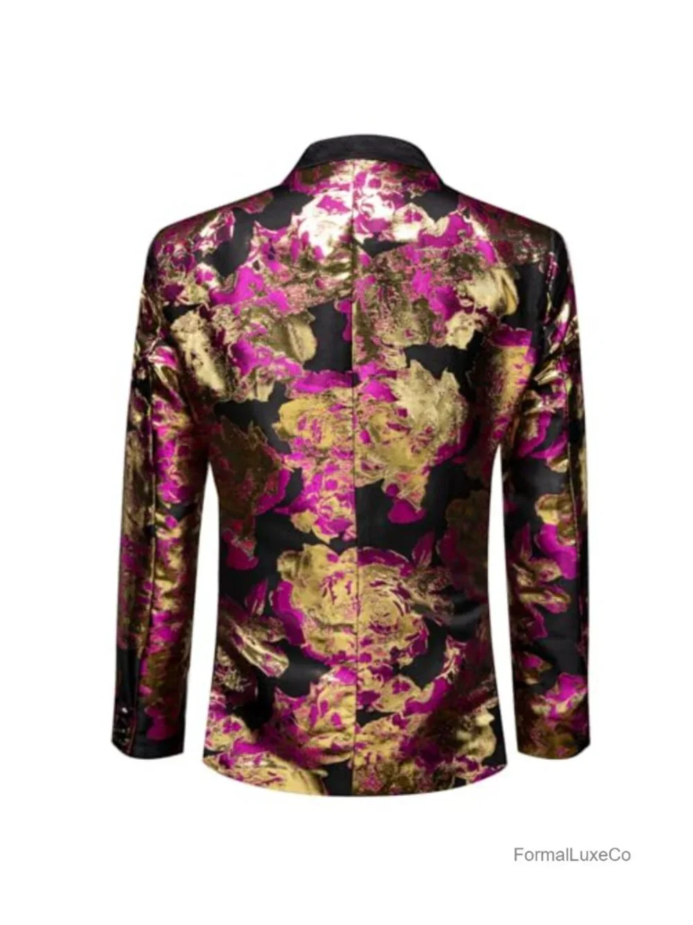 Embroidered Floral Blazer Notch Lapel One Button Sport Coat Prom